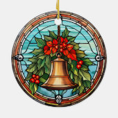 Weihnachtsglocke im Buntglasstil Keramik Ornament (Hinten)