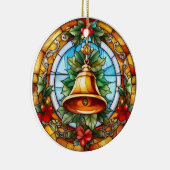 Weihnachtsglocke im Buntglasstil Keramik Ornament (Rechts)