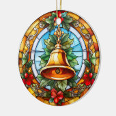 Weihnachtsglocke im Buntglasstil Keramik Ornament (Links)