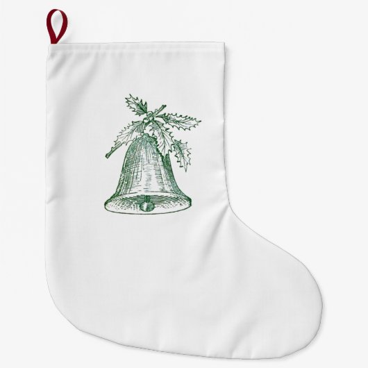 Weihnachtsglocke mit Holly Großer Weihnachtsstrumpf (Vorderseite)