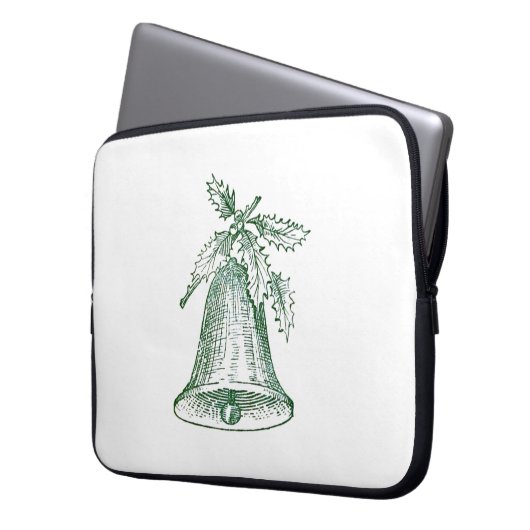 Weihnachtsglocke mit Holly Laptopschutzhülle (Vorderseite Links)