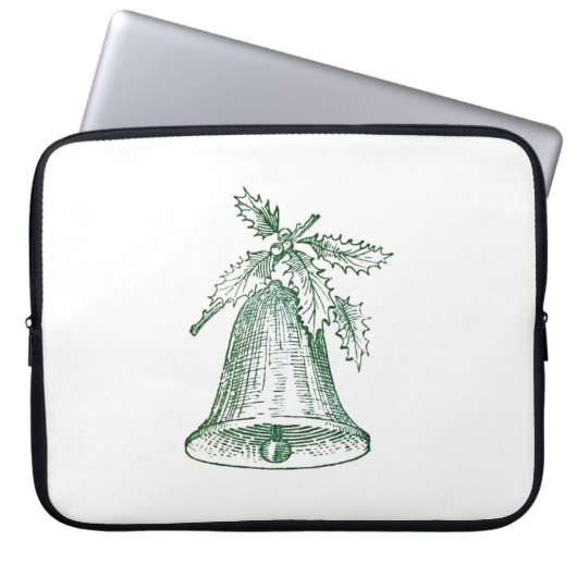 Weihnachtsglocke mit Holly Laptopschutzhülle (Vorderseite)