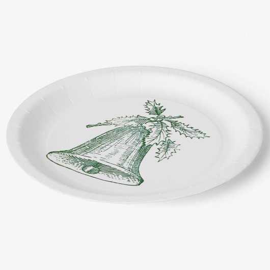 Weihnachtsglocke mit Holly Pappteller (Schrägansicht)