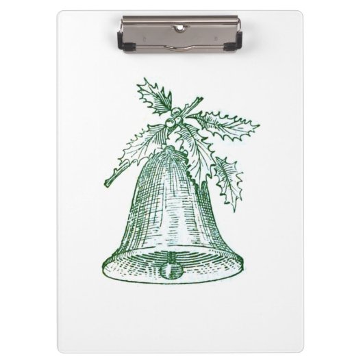 Weihnachtsglocke mit Stechpalme Klemmbrett (Vorderseite)