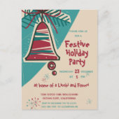 Weihnachtsglocke Mitte des modernen Jahrhunderts Einladungspostkarte (Vorderseite)