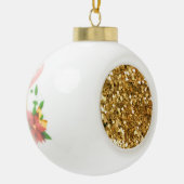 Weihnachtsglocke Poinsettia Glitzer Look Keramik Kugel-Ornament (Links)