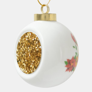 Weihnachtsglocke Poinsettia Glitzer Look Keramik Kugel-Ornament