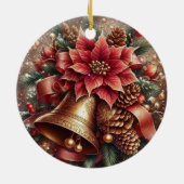 Weihnachtsglocke & Poinsettia Keramik Ornament (Hinten)