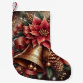Weihnachtsglocke & Poinsettia Kleiner Weihnachtsstrumpf (Vorderseite)