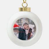 Weihnachtsglocke poinsettia Personalisiertes Foto Keramik Kugel-Ornament (Vorderseite)