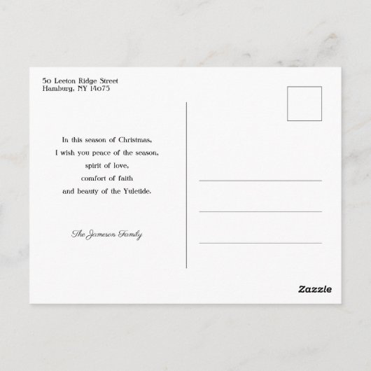 Weihnachtsglocke, Sterne & Vergessen-Me-Noten Postkarte (Rückseite)