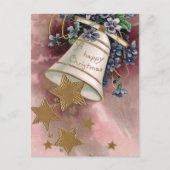 Weihnachtsglocke, Sterne & Vergessen-Me-Noten Postkarte (Vorderseite)