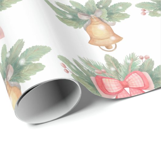 Weihnachtsglocke und -baum geschenkpapier (Rolleneckpunkt)