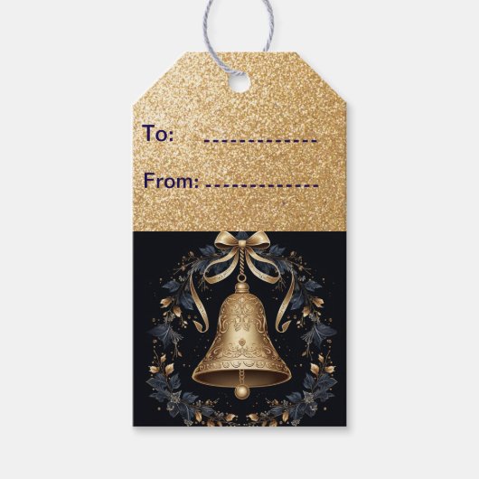 Weihnachtsglocke und Bow Geschenkanhänger (Vorderseite)