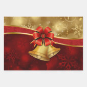 Weihnachtsglocke und Bow Wrapping Paper Sheets Geschenkpapier Set (Vorderseite)