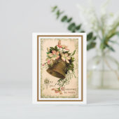 Weihnachtsglocke und wilde Rose, Vintag Postkarte (Stehend Vorderseite)