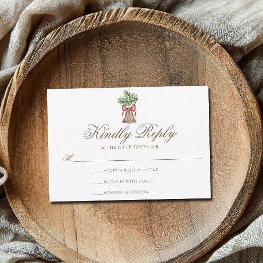 Weihnachtsglocke Vintage Elegante Hochzeit RSVP Karte