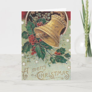 Weihnachtsglocke Vintage mit Holly Feiertagskarte