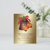 Weihnachtsglocken auf Gold Feiertagspostkarte (Stehend Vorderseite)