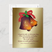 Weihnachtsglocken auf Gold Feiertagspostkarte (Vorne/Hinten)