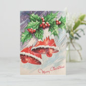 Weihnachtsglocken auf Holly Feiertagskarte (Stehend Vorderseite)