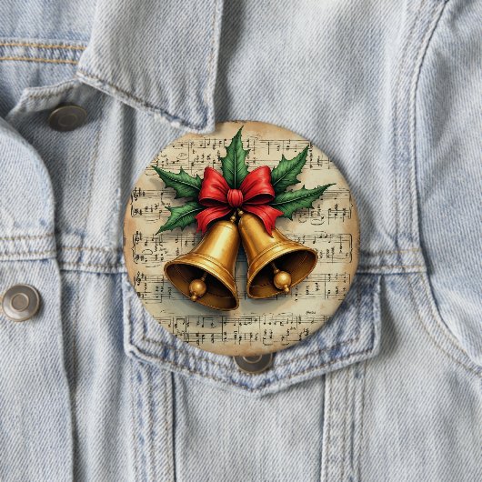 Weihnachtsglocken auf Notenpapier, Button (Beispiel)