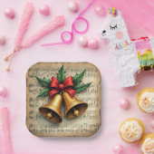 Weihnachtsglocken auf Notenpapier, Pappteller (Party)