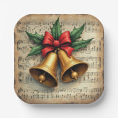 Weihnachtsglocken auf Notenpapier, Pappteller (Vorderseite)