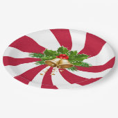 Weihnachtsglocken auf Peppermint Candy Pappteller (Schrägansicht)
