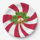Weihnachtsglocken auf Peppermint Candy Pappteller (Vorderseite)
