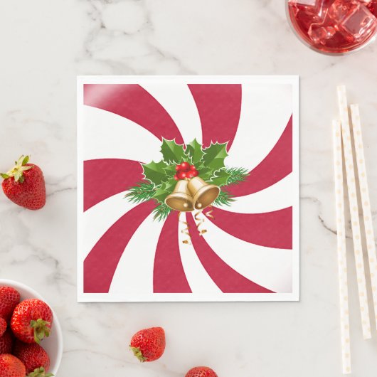 Weihnachtsglocken auf Peppermint Candy Serviette (Beispiel)