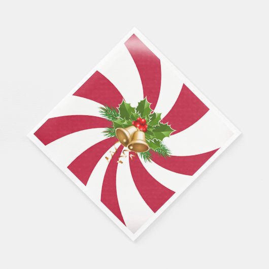 Weihnachtsglocken auf Peppermint Candy Serviette (Ecke)