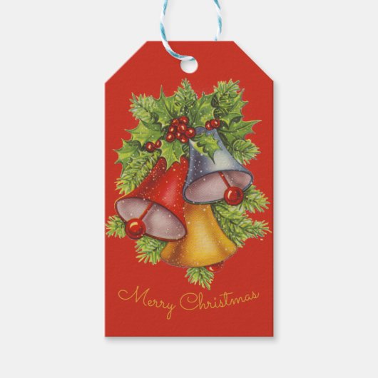 Weihnachtsglocken auf Red Gift Tags Geschenkanhänger (Vorderseite)