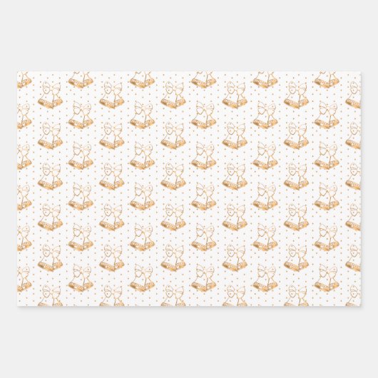 Weihnachtsglocken auf Rot, Schwarz und Weiß Geschenkpapier Set (Vorderseite 3)