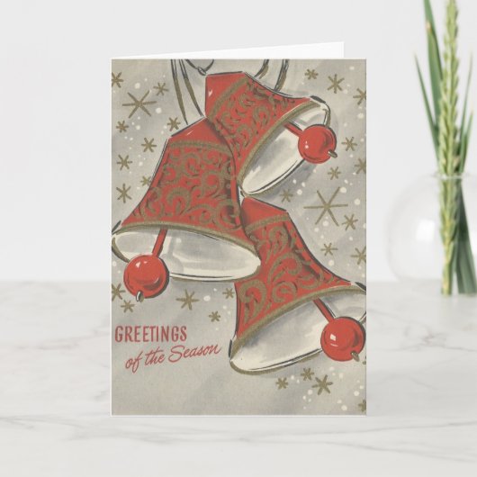 Weihnachtsglocken auf Silber Feiertagskarte (Vorderseite)