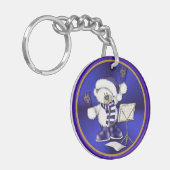 Weihnachtsglocken Bären Blue & Gold Akryllische Sc Schlüsselanhänger (Vorderseite links)