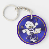 Weihnachtsglocken Bären Blue & Gold Akryllische Sc Schlüsselanhänger (Vorderseite)