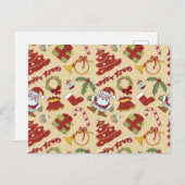 Weihnachtsglocken, Baum und Santa-Clubs Postkarte (Vorne/Hinten)