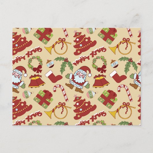 Weihnachtsglocken, Baum und Santa-Clubs Postkarte (Vorderseite)