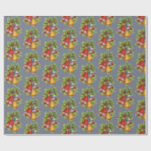 Weihnachtsglocken Blaues Geschenkpapier (Flach)