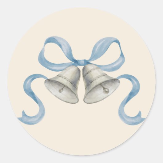 Weihnachtsglocken & Bow-Sticker - blau Runder Aufkleber (Vorderseite)