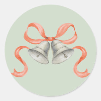 Weihnachtsglocken & Bow-Sticker für Aquarellen - r Runder Aufkleber