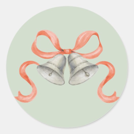 Weihnachtsglocken & Bow-Sticker für Aquarellen - r Runder Aufkleber (Vorderseite)