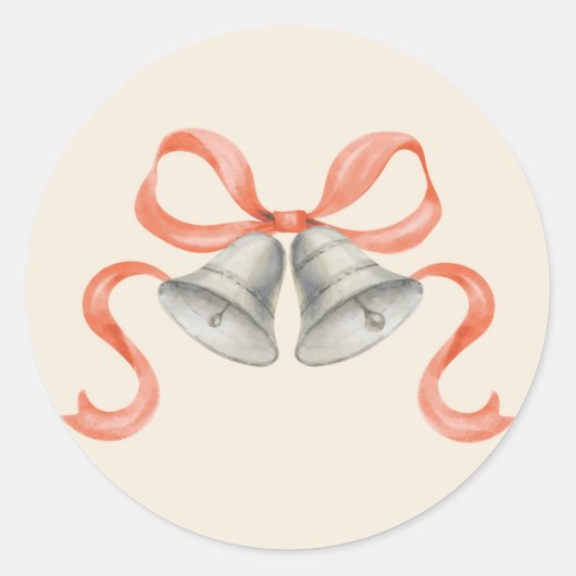 Weihnachtsglocken & Bow-Sticker für Aquarellen - r Runder Aufkleber (Vorderseite)