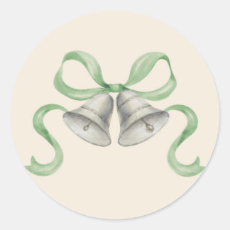 Weihnachtsglocken & Bow-Sticker - grün Runder Aufkleber