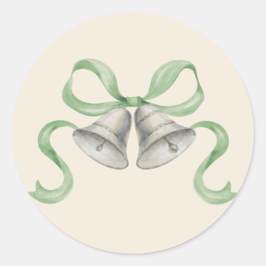 Weihnachtsglocken & Bow-Sticker - grün Runder Aufkleber (Vorderseite)