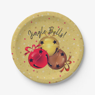 Weihnachtsglocken Bows Schneeflocken Urlaub Pappteller