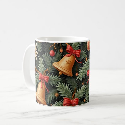 Weihnachtsglocken, dekoratives Muster. Kaffeetasse (Vorderseite Links)