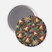 Weihnachtsglocken, Dekoratives Muster. Magnet (Vorderseite/Rückseite)