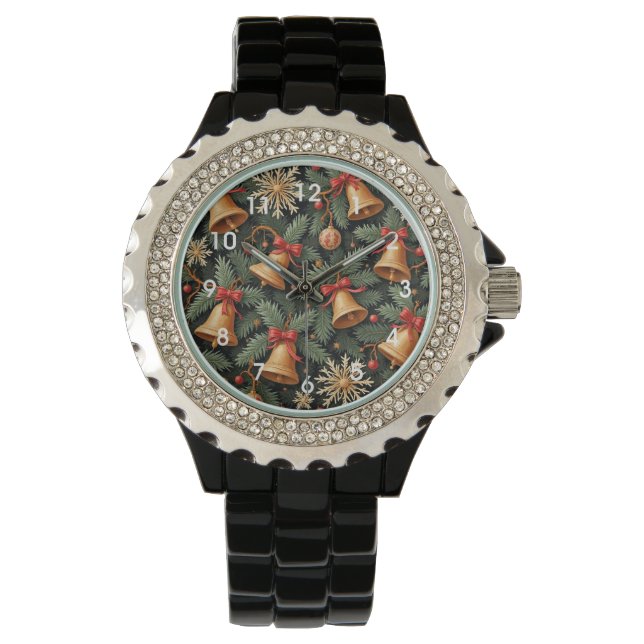 Weihnachtsglocken, Dekoratives Weihnachtsmuster, Armbanduhr (Vorderseite)